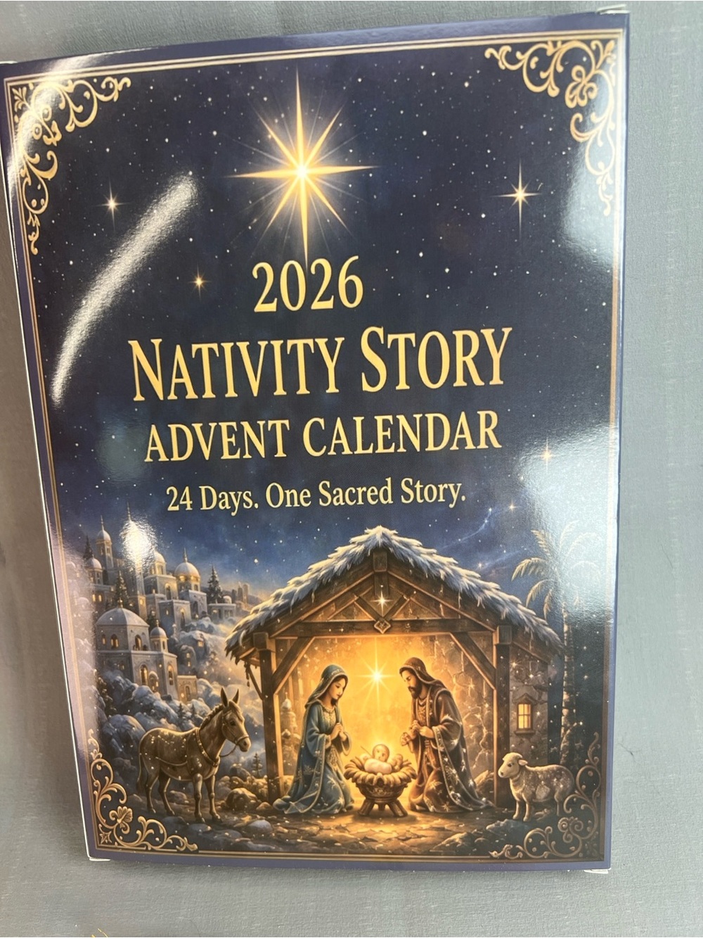 2026 Nativity Story Advent Calendar - Blue and Gold